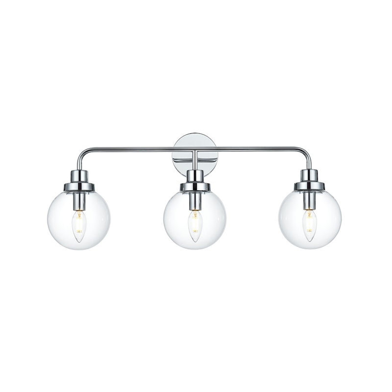 Living District Hanson 3 Light 28" Wall Sconce, Chrome/Clear