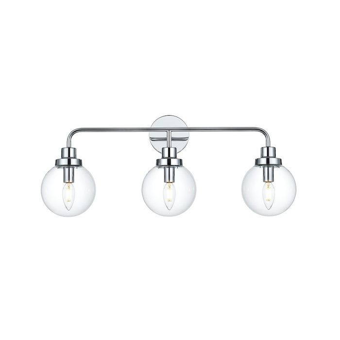 Living District Hanson 3 Light 28" Wall Sconce, Chrome/Clear
