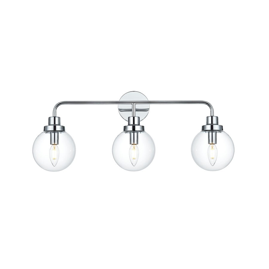 Living District Hanson 3 Light 28" Wall Sconce, Chrome/Clear