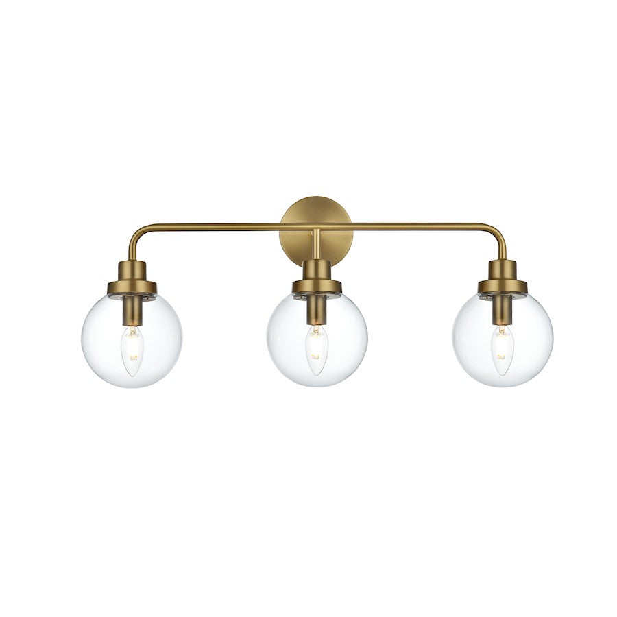 Living District Hanson 3 Light 28" Wall Sconce, Satin Gold/Clear