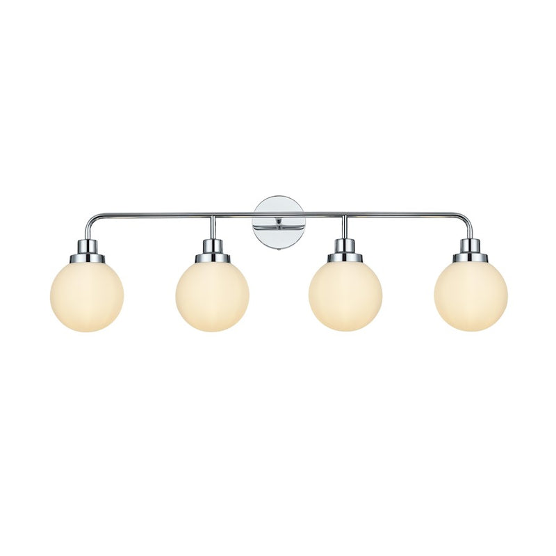 Living District Hanson 4 Light 37" Wall Sconce, Chrome/Opal White