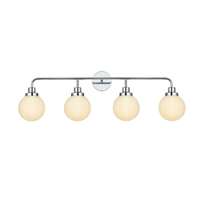 Living District Hanson 4 Light 37" Wall Sconce, Chrome/Opal White