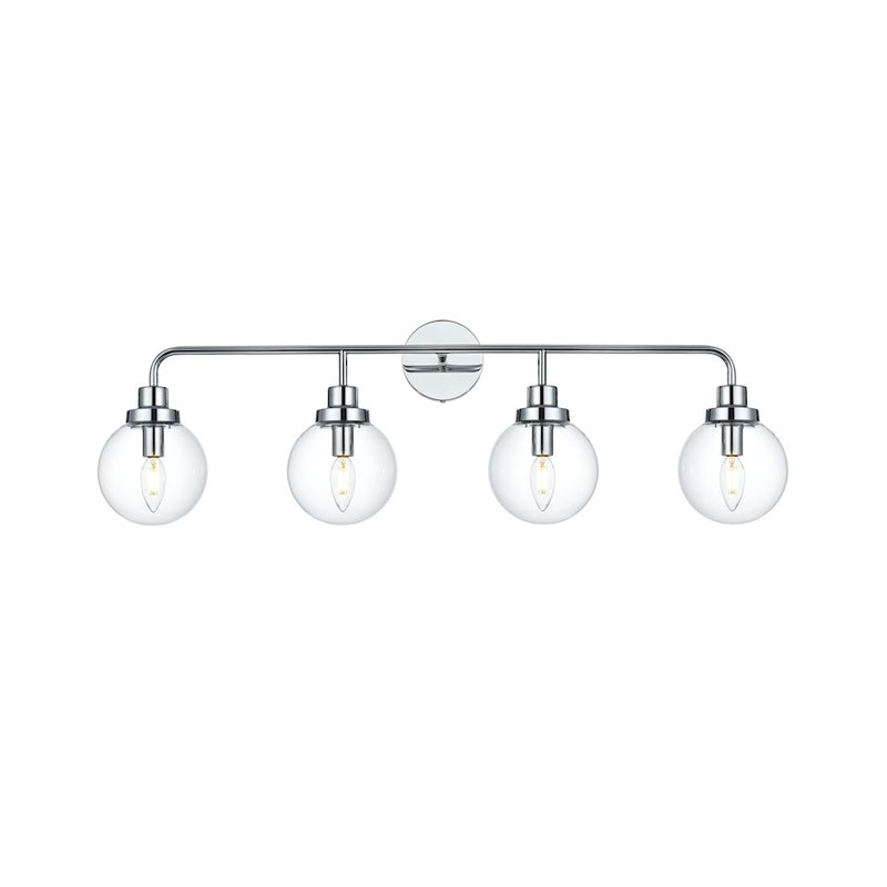 Living District Hanson 4 Light 37" Wall Sconce, Chrome/Clear