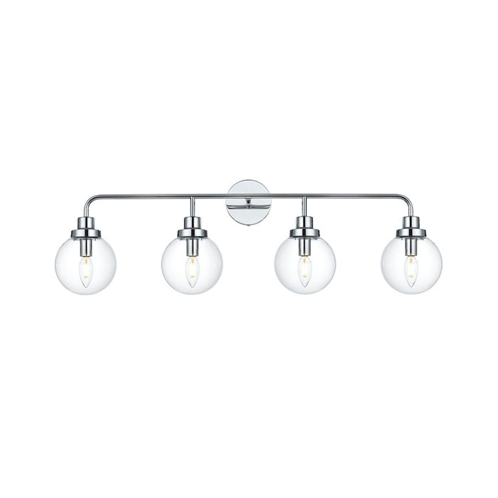 Living District Hanson 4 Light 37" Wall Sconce, Chrome/Clear - LD7037W38C
