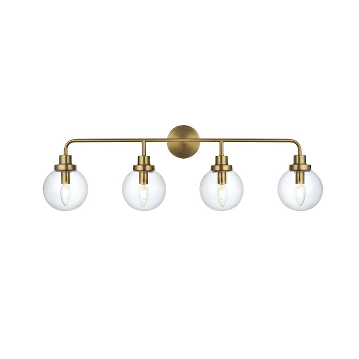 Living District Hanson 4 Light 37" Wall Sconce, Satin Gold/Clear