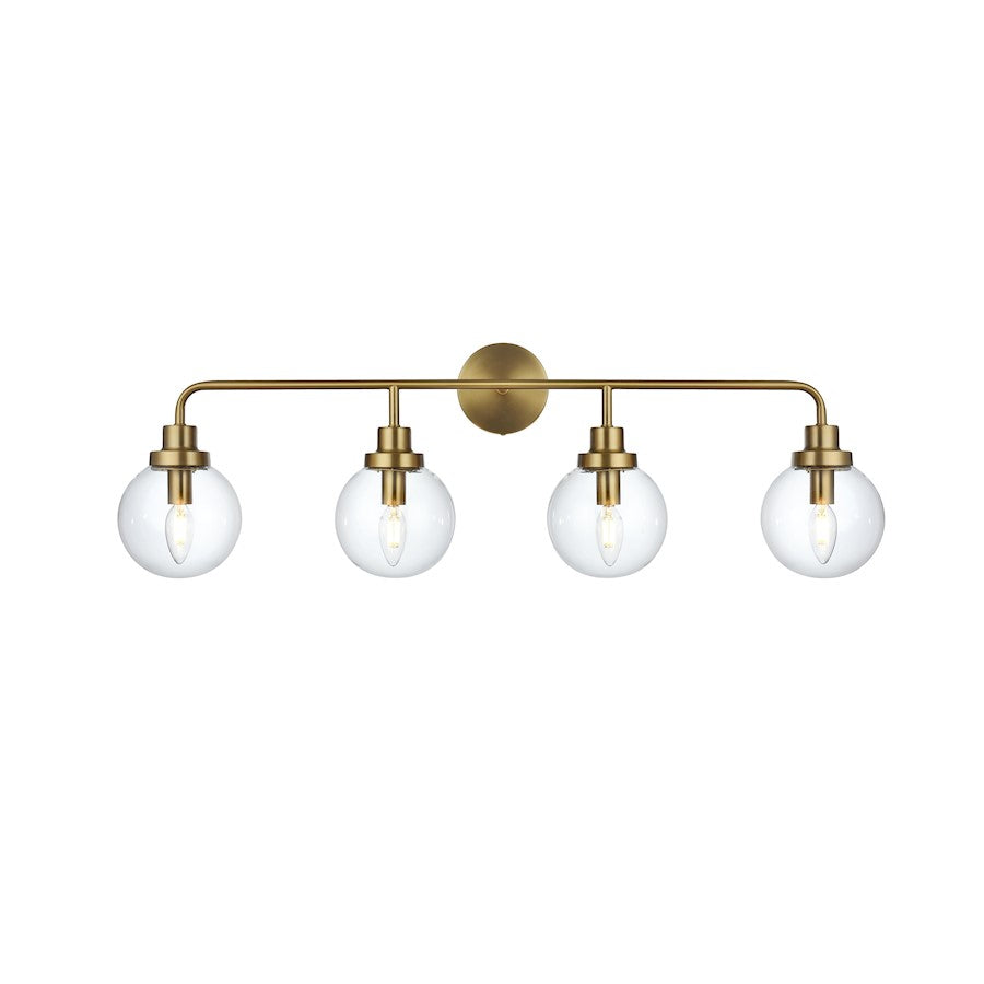Living District Hanson 4 Light 37" Wall Sconce, Satin Gold/Clear