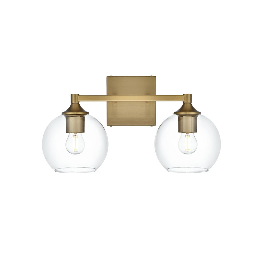 Living District Eero 2 Light 16" Wall Sconce, Satin Gold/Clear
