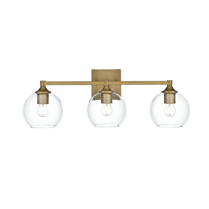 Living District Eero 3 Light 25" Wall Sconce, Satin Gold/Clear