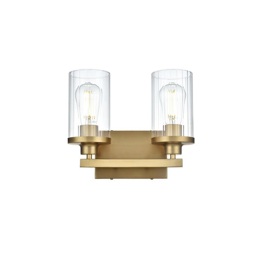 Living District Thane 2 Light 11.5" Wall Sconce, Satin Gold/Clear - LD7316W12SG