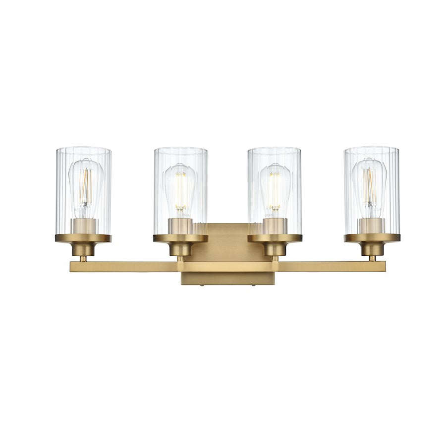 Living District Thane 4 Light 25" Wall Sconce, Satin Gold/Clear - LD7316W25SG