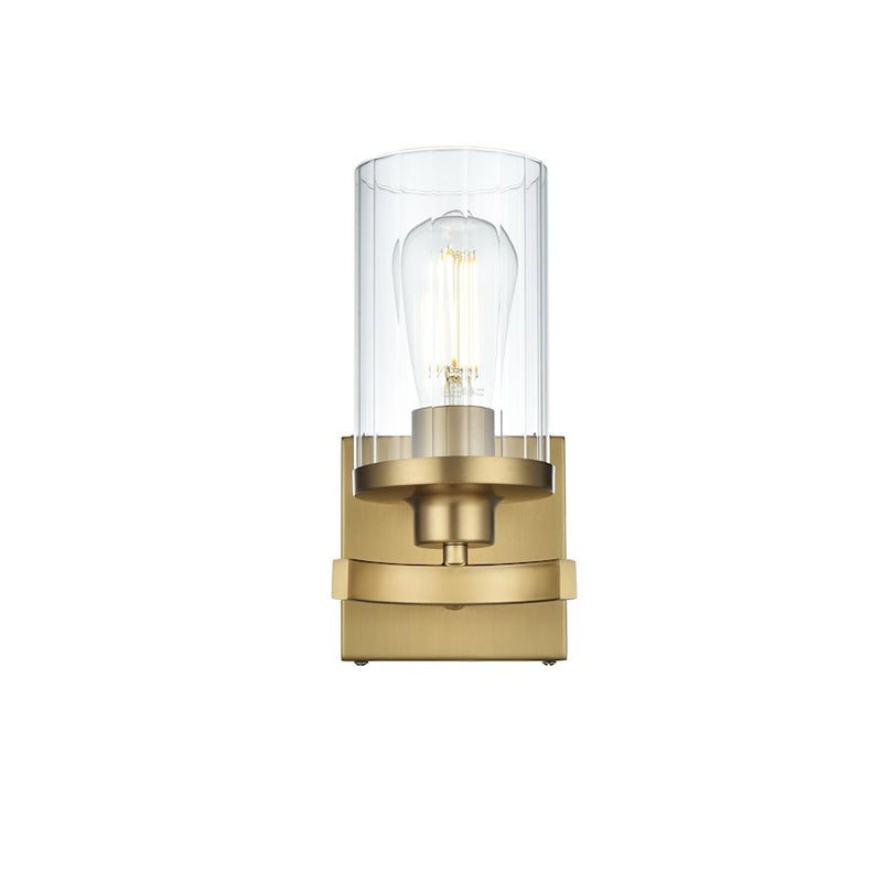 Living District Thane 1 Light 5" Wall Sconce, Satin Gold/Clear