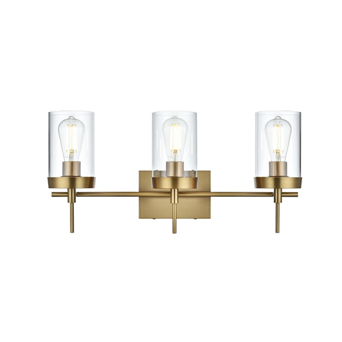Living District Taryin 3 Light 24" Wall Sconce, Satin Gold/Clear
