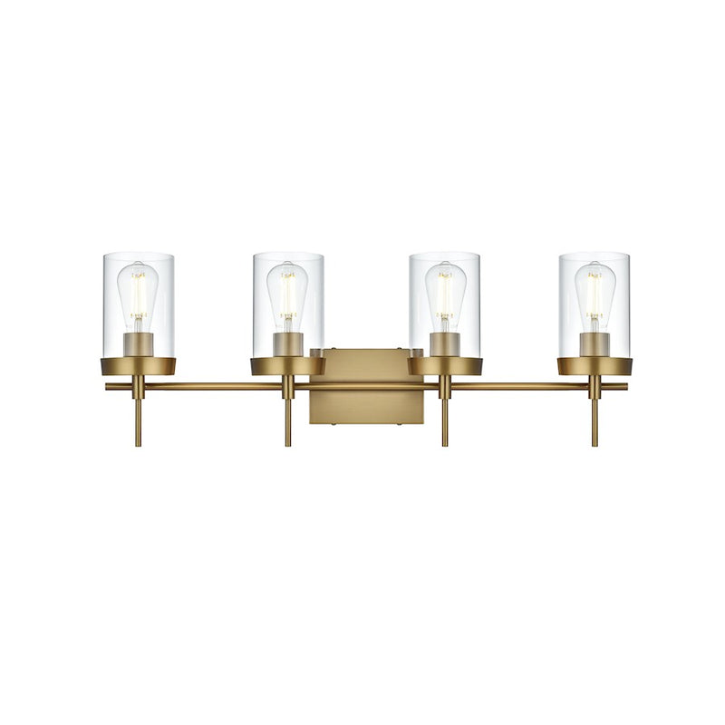 Living District Taryin 4 Light 32" Wall Sconce, Satin Gold/Clear
