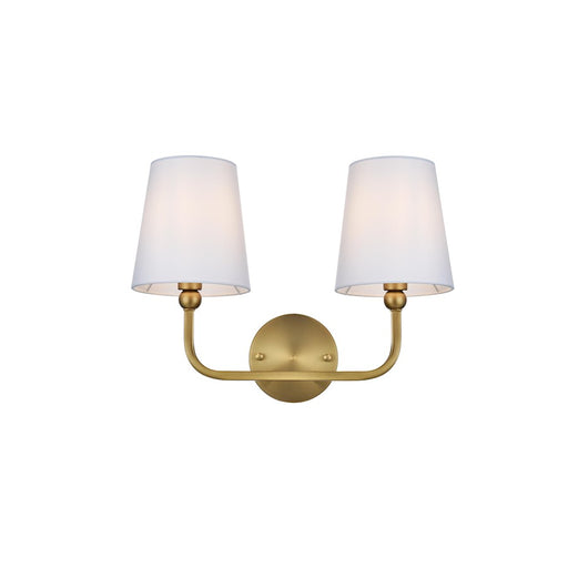 Living District Senna 2 Light 16" Wall Sconce, Satin Gold/White - LD7322W16SG