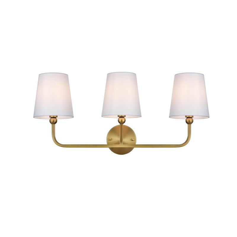 Living District Senna 3 Light 26" Wall Sconce, Satin Gold/White