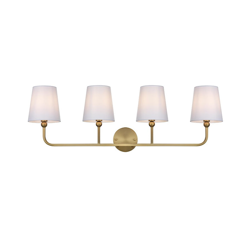 Living District Senna 4 Light 35.5" Wall Sconce, Satin Gold/White