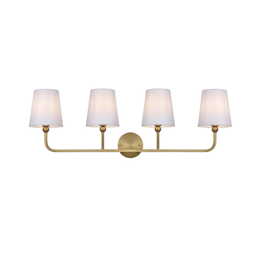 Living District Senna 4 Light 35.5" Wall Sconce, Satin Gold/White - LD7322W36SG