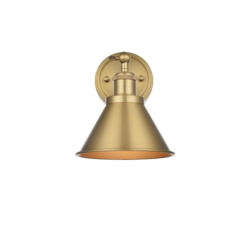 Living District Vaman 1 Light 7" Wall Sconce, Satin Gold/Satin Gold