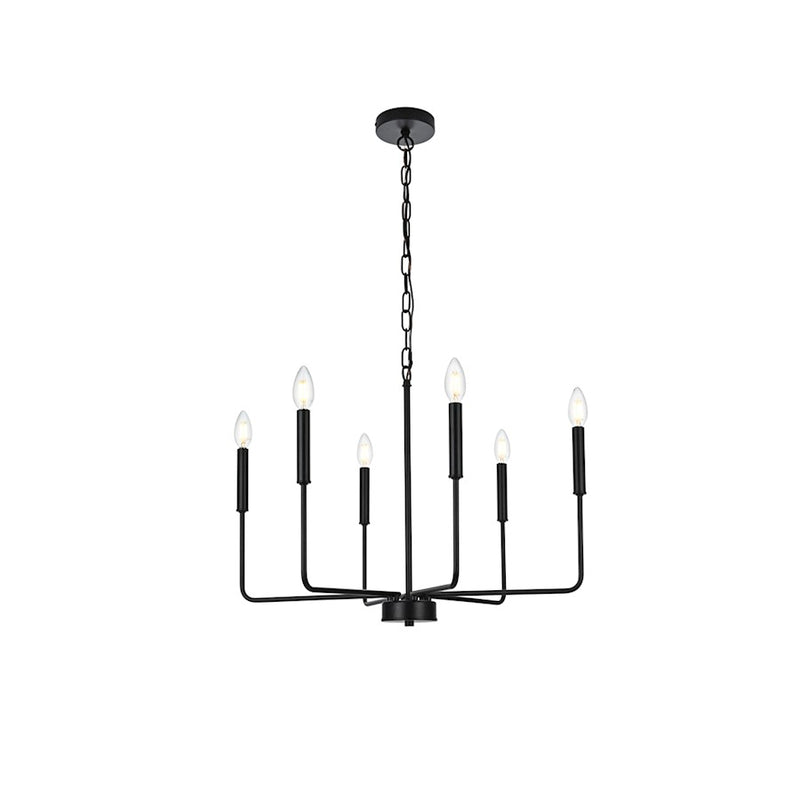 Elegant Lighting Willa 6 Light 26" Pendant, Black