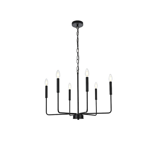 Elegant Lighting Willa 6 Light 26" Pendant, Black - LD740D26BK