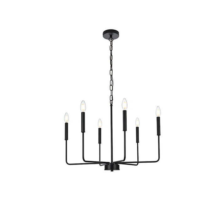 Elegant Lighting Willa 6 Light 26" Pendant, Black - LD740D26BK