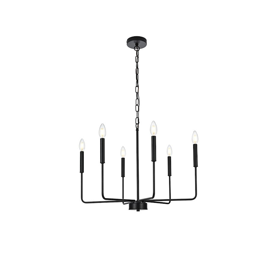 Elegant Lighting Willa 6 Light 26" Pendant, Black - LD740D26BK