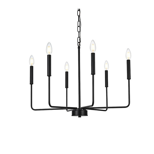 Elegant Lighting Willa 6 Light 26" Pendant, Black