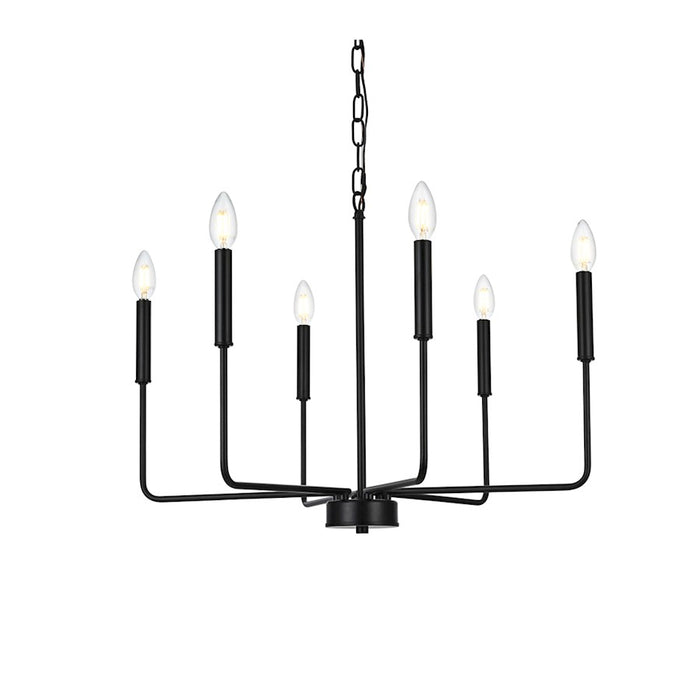 Elegant Lighting Willa 6 Light 26" Pendant, Black
