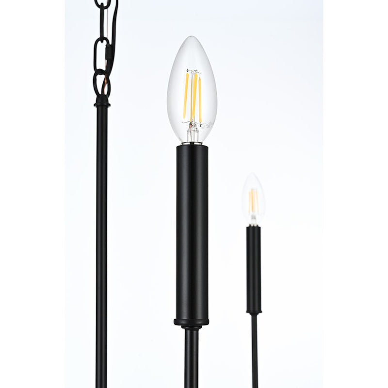 Elegant Lighting Willa 6 Light 26" Pendant, Black