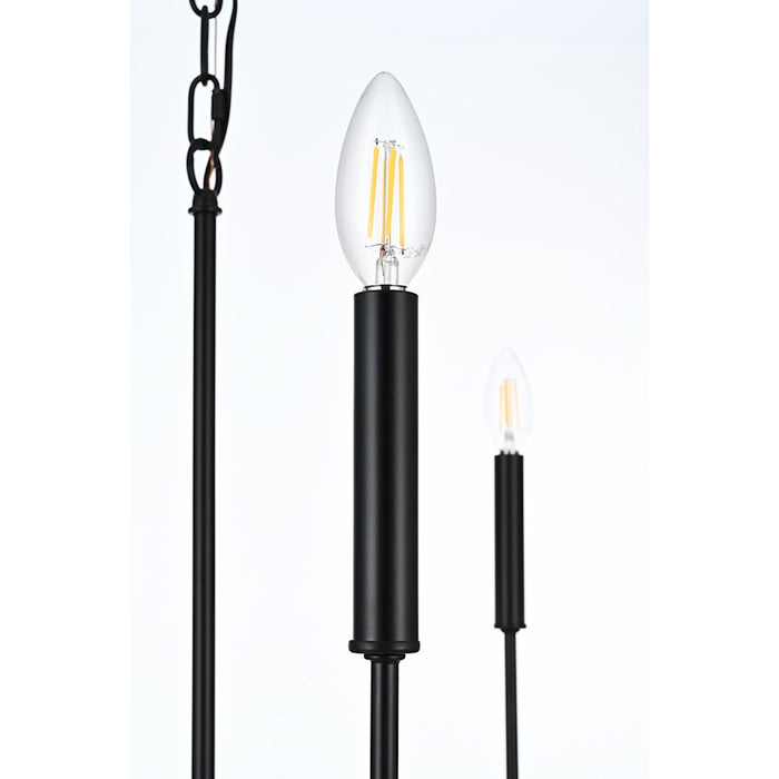 Elegant Lighting Willa 6 Light 26" Pendant, Black