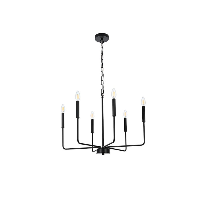 Elegant Lighting Willa 6 Light 26" Pendant, Black