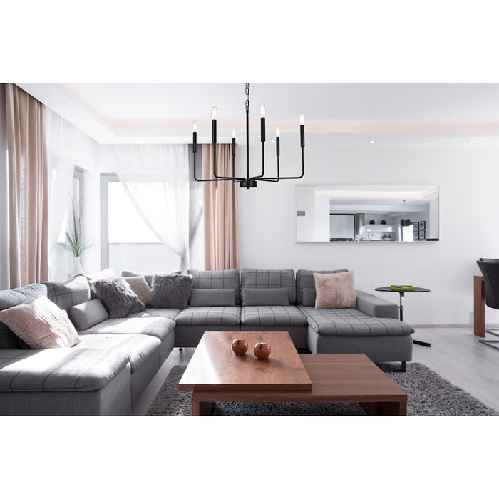 Elegant Lighting Willa 6 Light 26" Pendant, Black