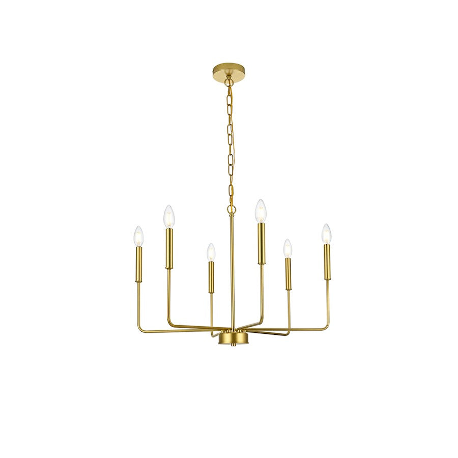 Elegant Lighting Willa 6 Light 26" Pendant, Brass - LD740D26BRA