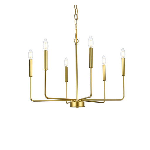 Elegant Lighting Willa 6 Light 26" Pendant, Brass