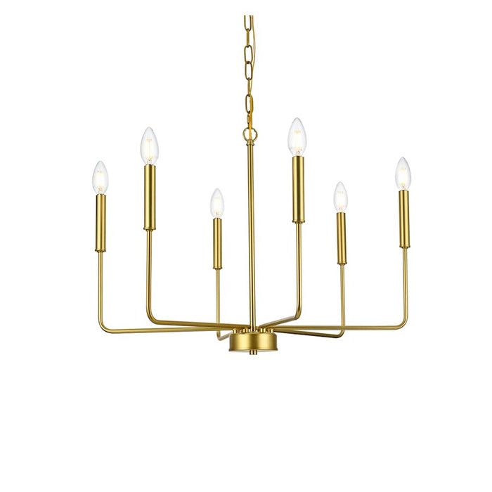 Elegant Lighting Willa 6 Light 26" Pendant, Brass