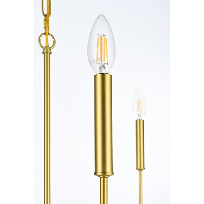 Elegant Lighting Willa 6 Light 26" Pendant, Brass