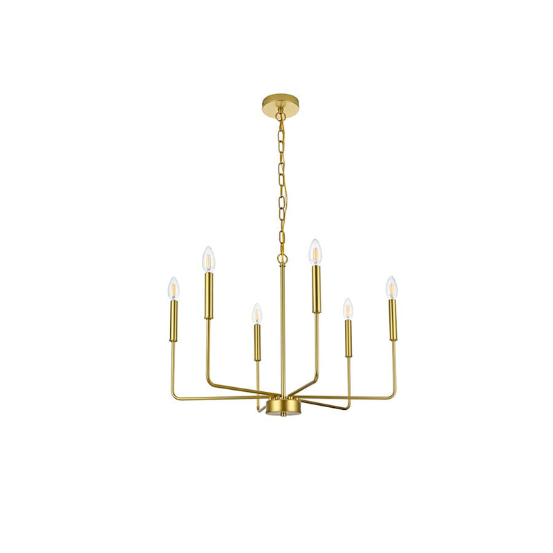 Elegant Lighting Willa 6 Light 26" Pendant, Brass