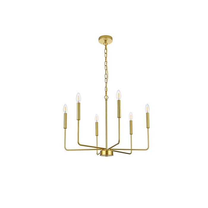 Elegant Lighting Willa 6 Light 26" Pendant, Brass