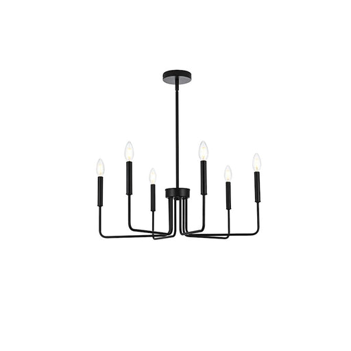 Elegant Lighting Willa 6 Light 26"L Pendant, Black - LD742D26BK