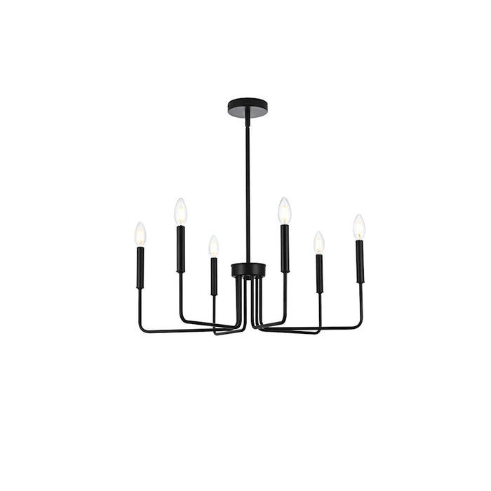 Elegant Lighting Willa 6 Light 26"L Pendant, Black - LD742D26BK