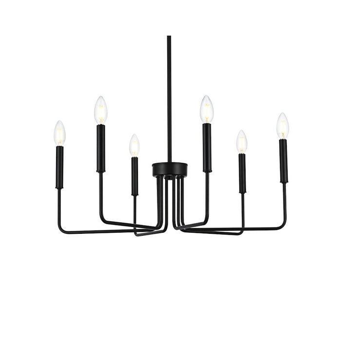 Elegant Lighting Willa 6 Light 26"L Pendant, Black