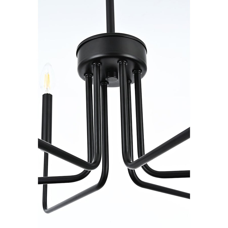 Elegant Lighting Willa 6 Light 26"L Pendant, Black