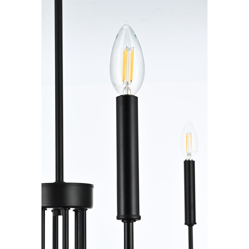 Elegant Lighting Willa 6 Light 26"L Pendant, Black