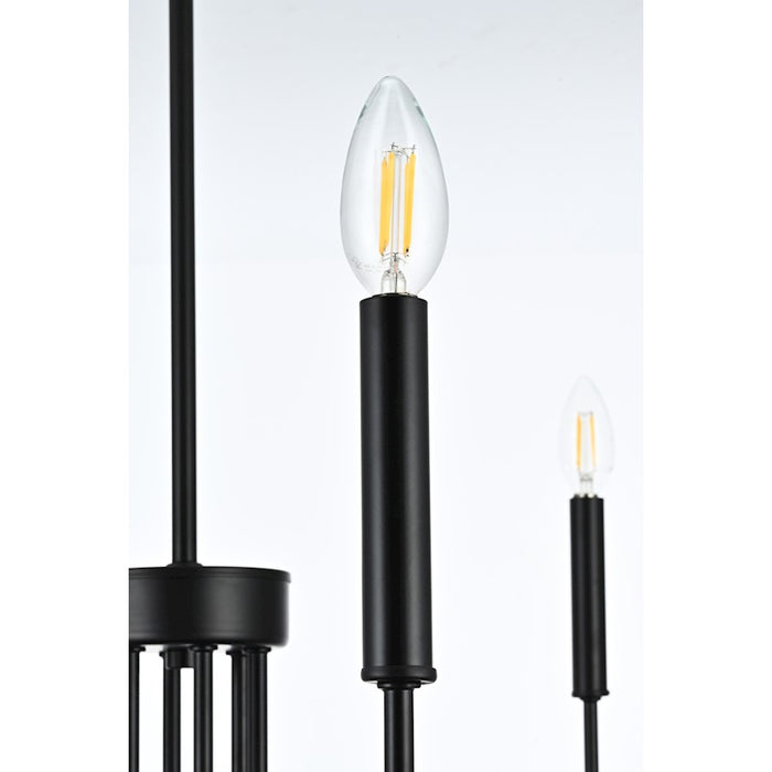 Elegant Lighting Willa 6 Light 26"L Pendant, Black