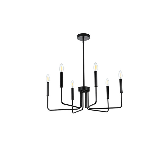 Elegant Lighting Willa 6 Light 26"L Pendant, Black