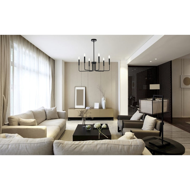 Elegant Lighting Willa 6 Light 26"L Pendant, Black