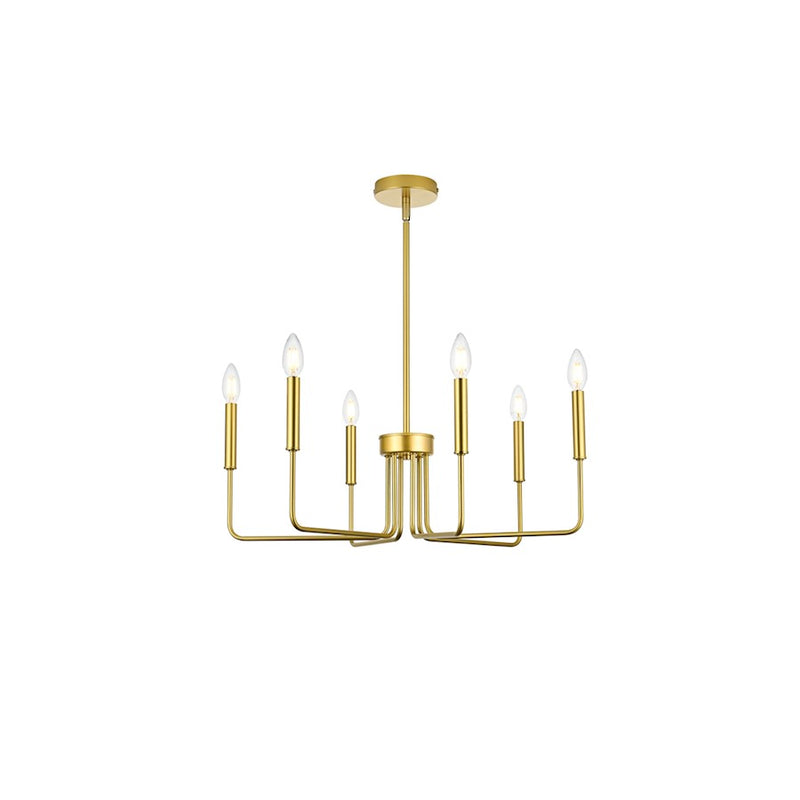 Elegant Lighting Willa 6 Light 26"L Pendant, Brass