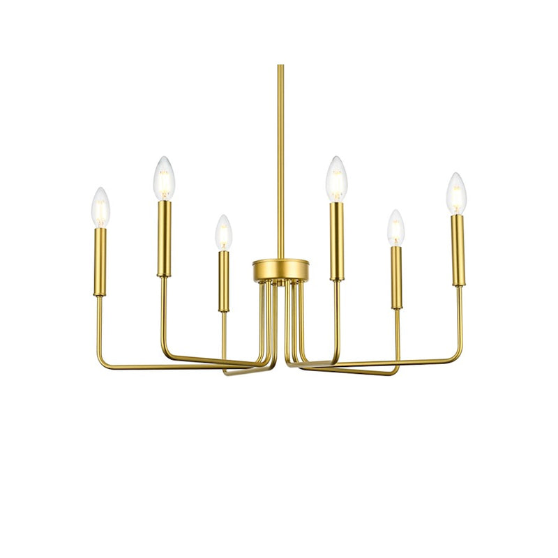 Elegant Lighting Willa 6 Light 26"L Pendant, Brass