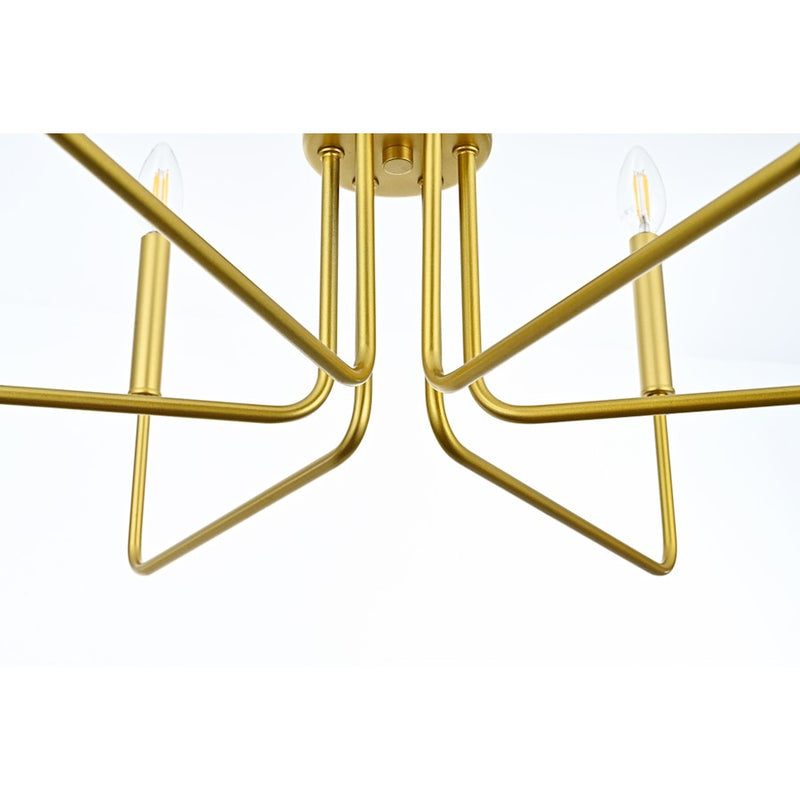 Elegant Lighting Willa 6 Light 26"L Pendant, Brass