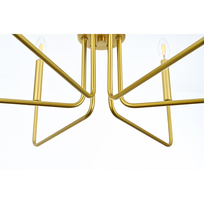 Elegant Lighting Willa 6 Light 26"L Pendant, Brass